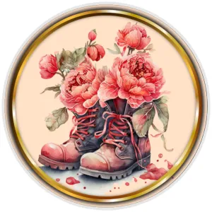 10” Floral Boot Wreath Sign, Home Decor, Aluminum, The Ritzy Cactus