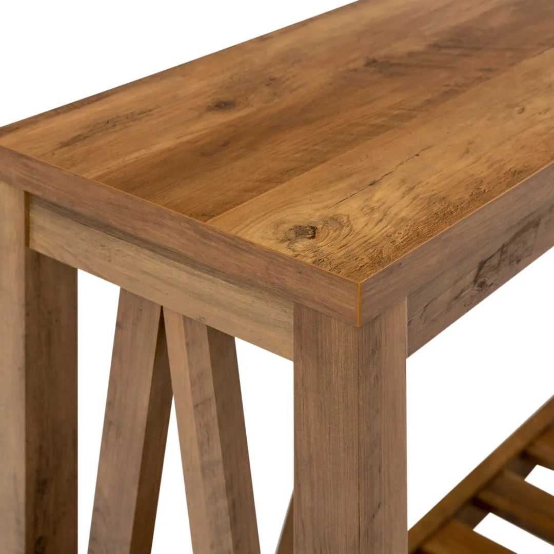 52" A-Frame Console Table – Rustic Charm Entryway Furniture with Spacious Storage and Style