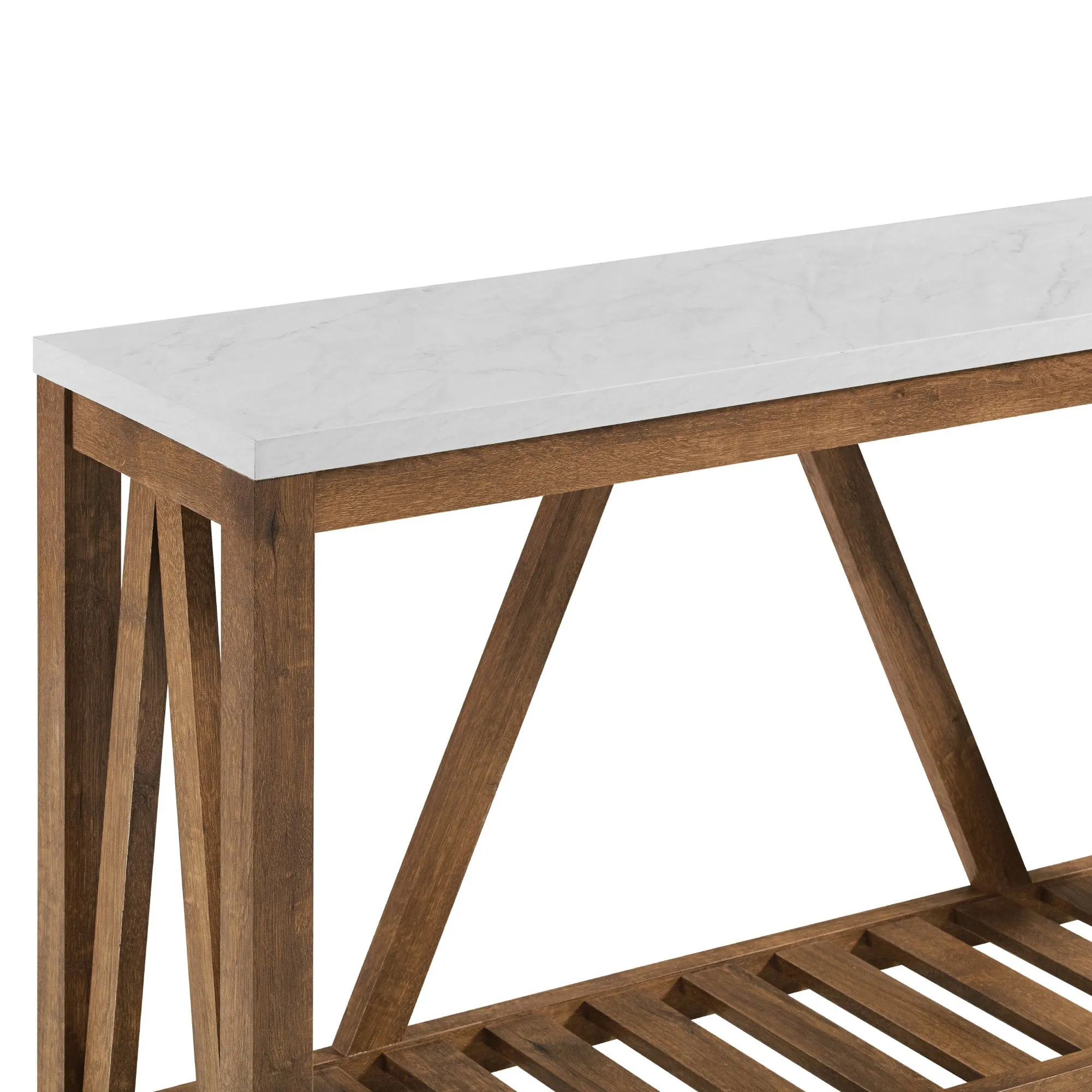 52" A-Frame Console Table – Rustic Charm Entryway Furniture with Spacious Storage and Style
