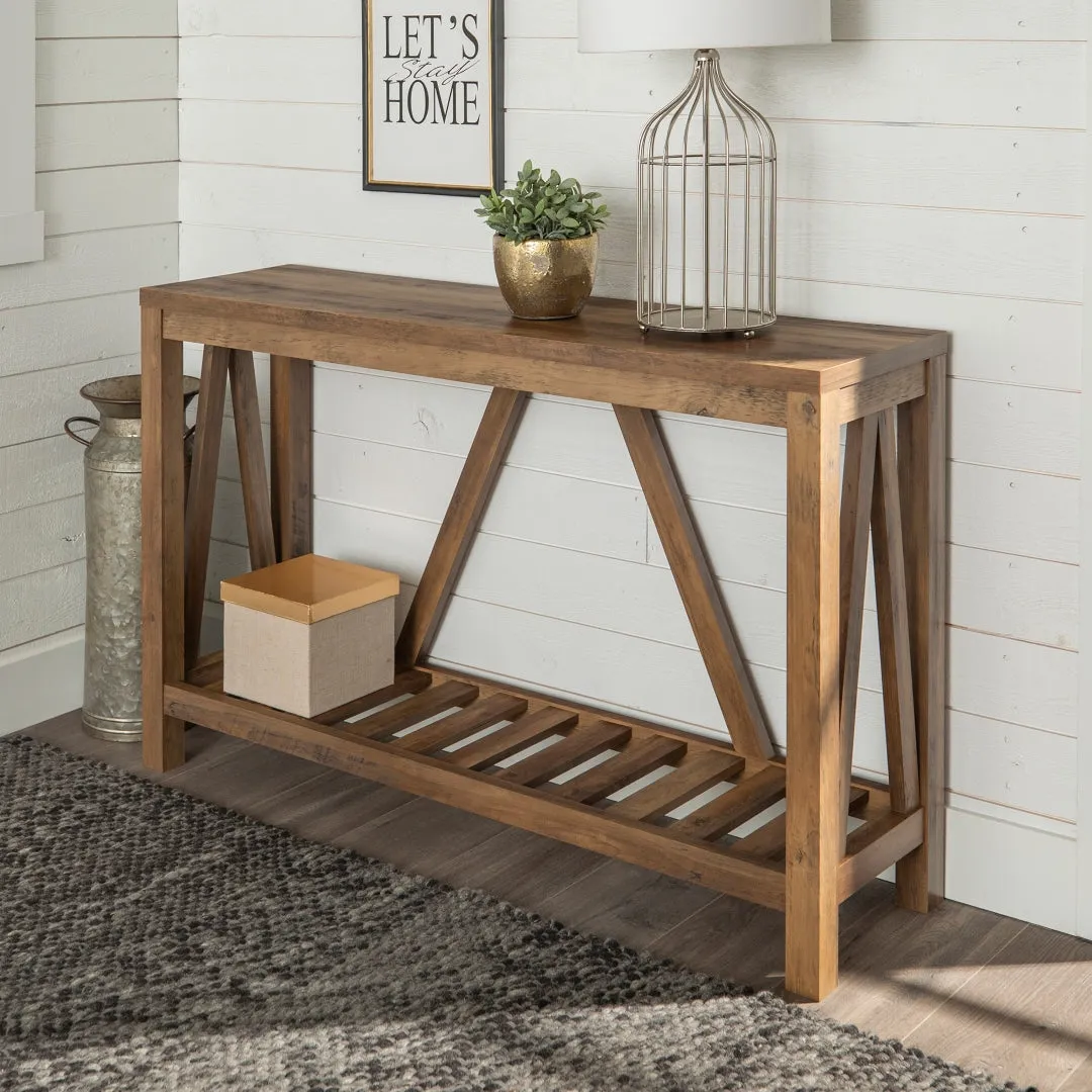 52" A-Frame Console Table – Rustic Charm Entryway Furniture with Spacious Storage and Style