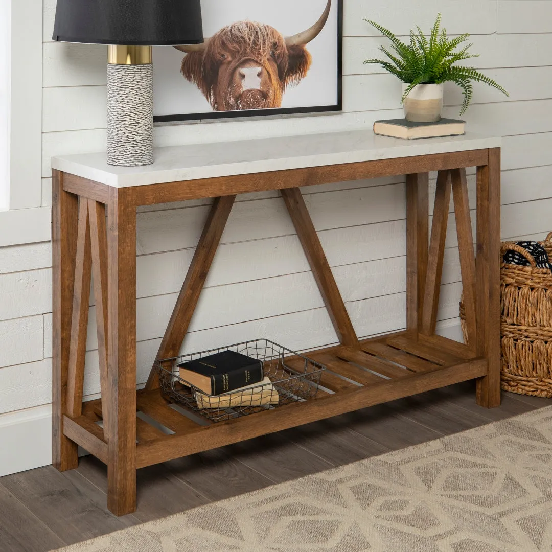 52" A-Frame Console Table – Rustic Charm Entryway Furniture with Spacious Storage and Style
