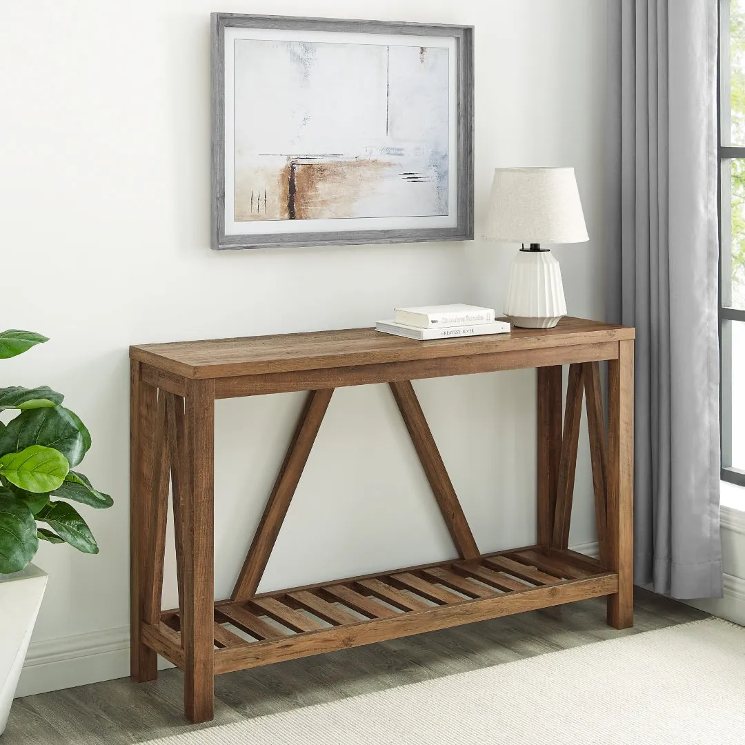 52" A-Frame Console Table – Rustic Charm Entryway Furniture with Spacious Storage and Style