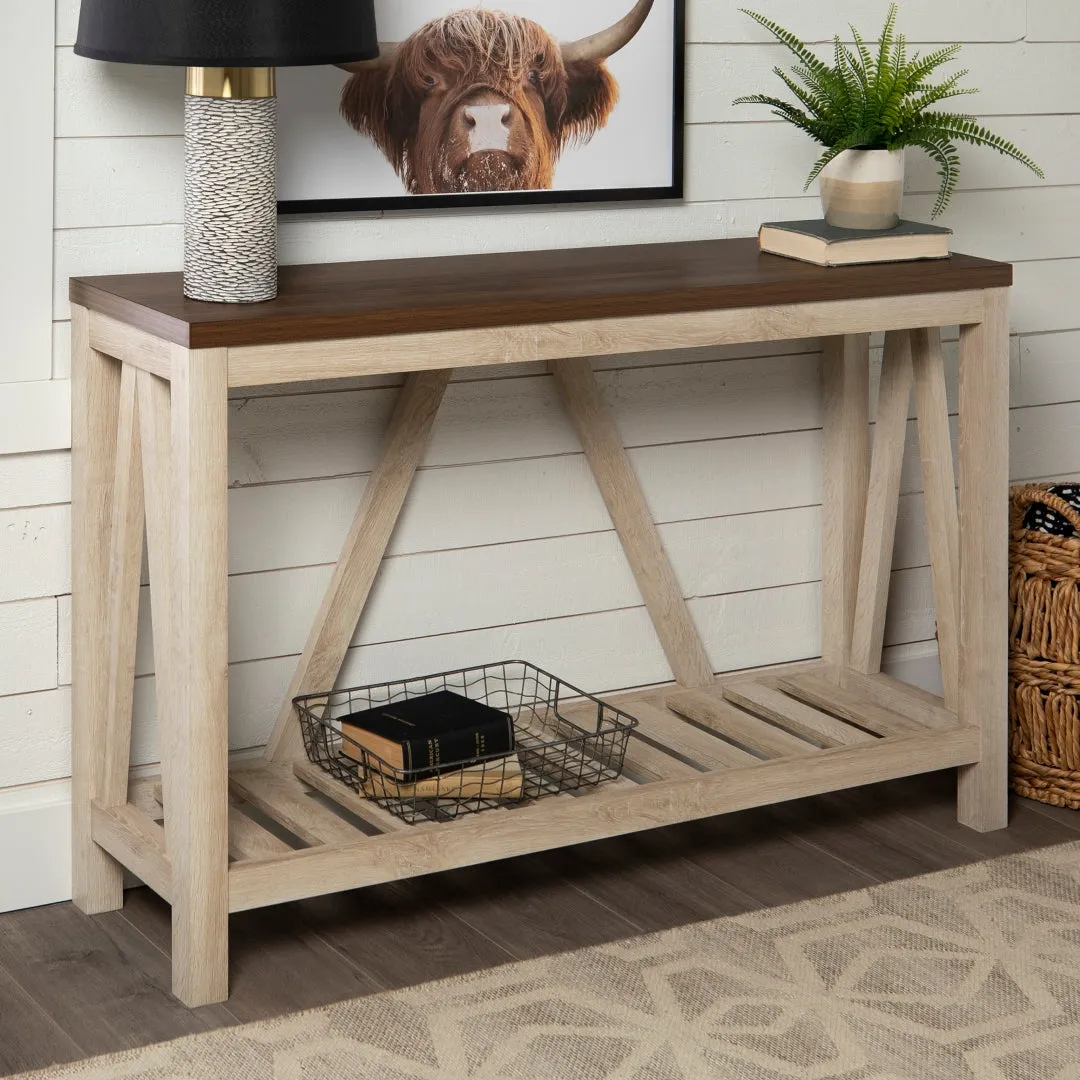 52" A-Frame Console Table – Rustic Charm Entryway Furniture with Spacious Storage and Style