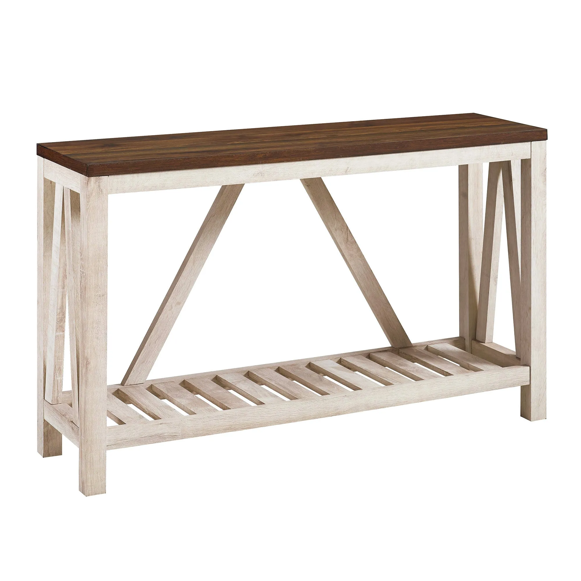 52" A-Frame Console Table – Rustic Charm Entryway Furniture with Spacious Storage and Style
