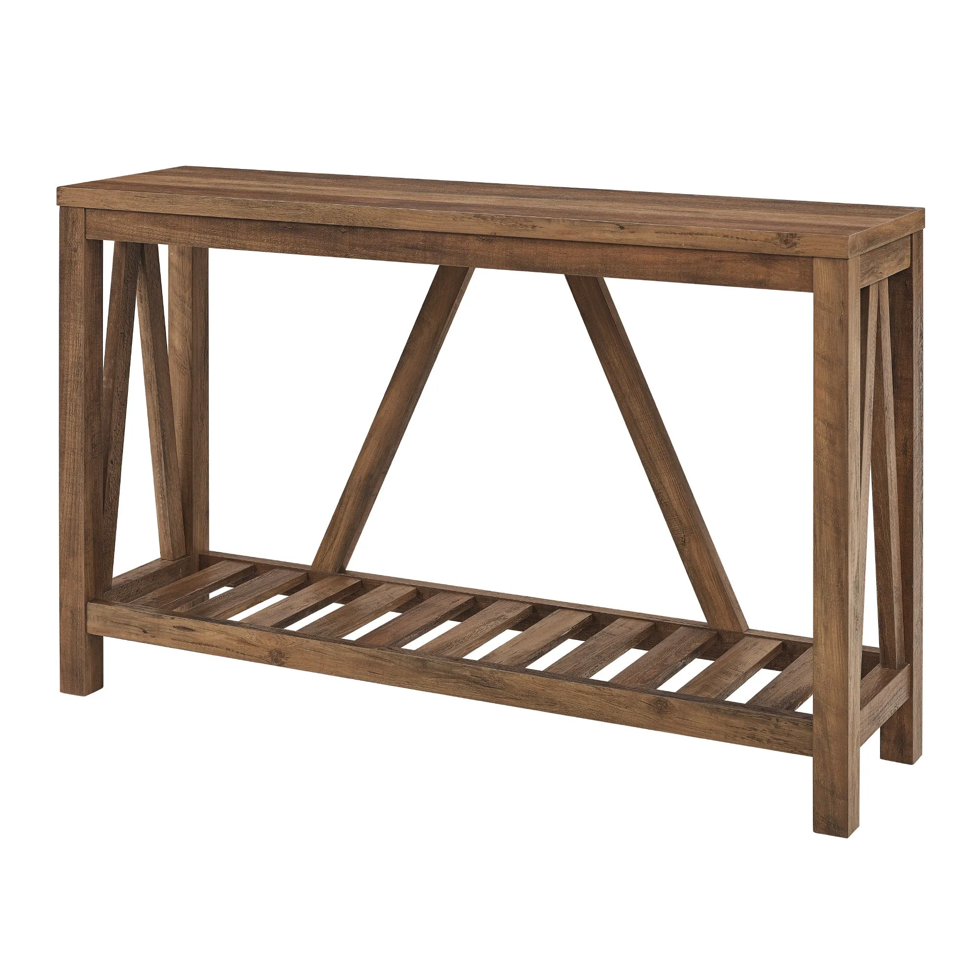 52" A-Frame Console Table – Rustic Charm Entryway Furniture with Spacious Storage and Style