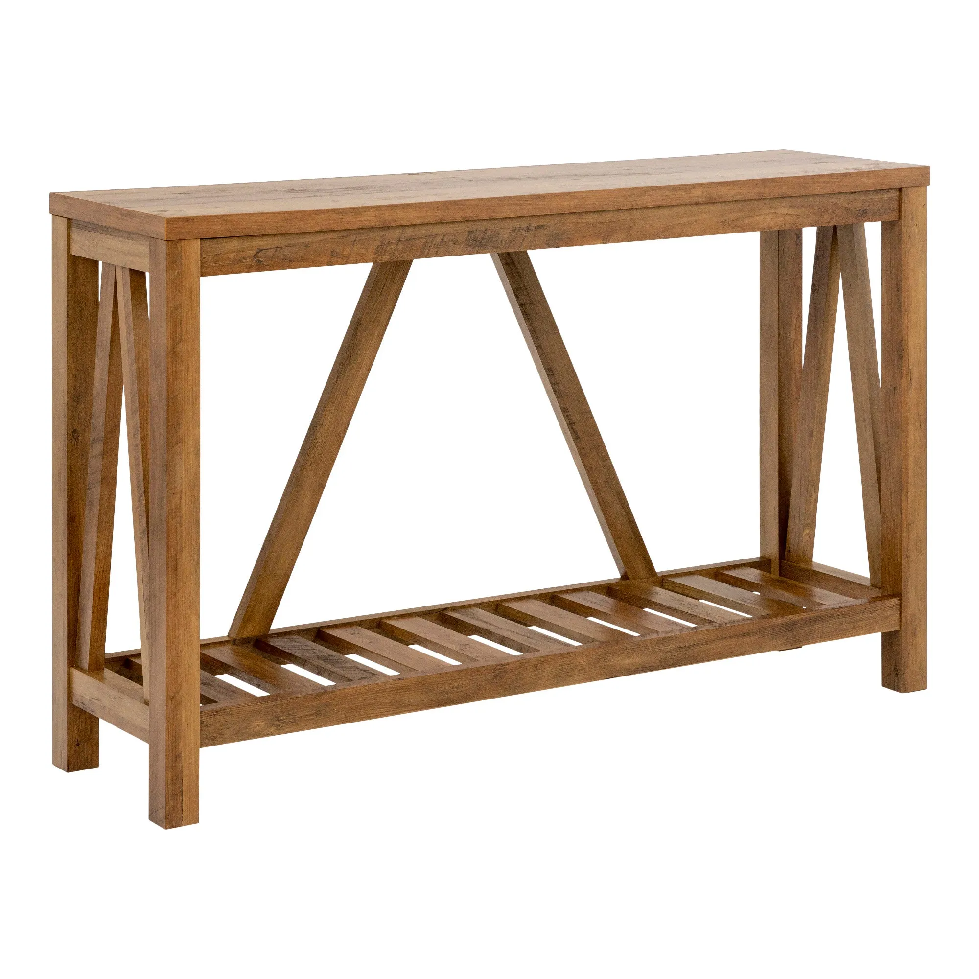 52" A-Frame Console Table – Rustic Charm Entryway Furniture with Spacious Storage and Style