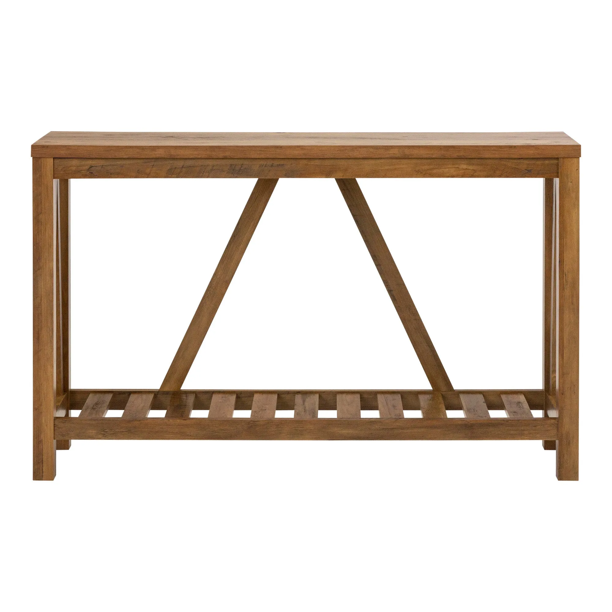 52" A-Frame Console Table – Rustic Charm Entryway Furniture with Spacious Storage and Style