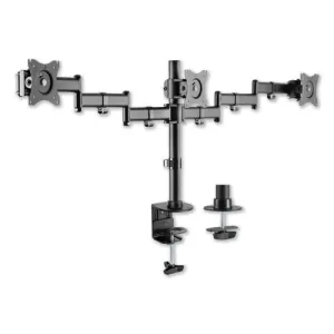 Adaptivergo Pole-mount Triple Arm For 27" Monitors, 360 Deg Rotation,  45/-45 Deg Tilt, 45 Deg Pan, Black, Supports 17.6 Lb