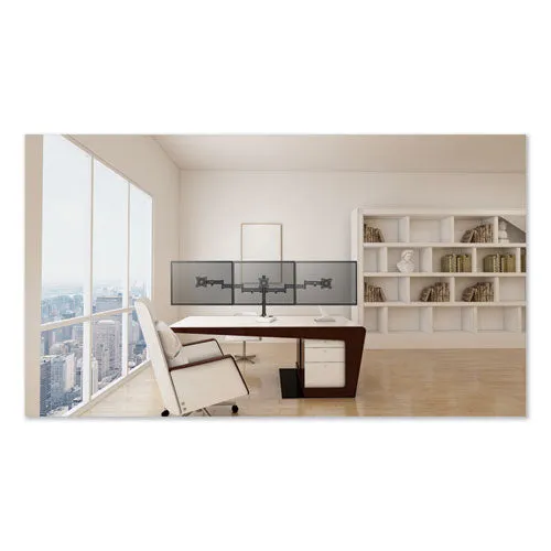 Adaptivergo Pole-mount Triple Arm For 27" Monitors, 360 Deg Rotation,  45/-45 Deg Tilt, 45 Deg Pan, Black, Supports 17.6 Lb