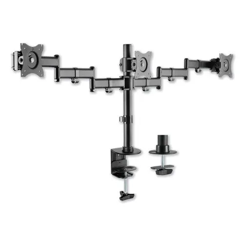 Adaptivergo Pole-mount Triple Arm For 27" Monitors, 360 Deg Rotation,  45/-45 Deg Tilt, 45 Deg Pan, Black, Supports 17.6 Lb