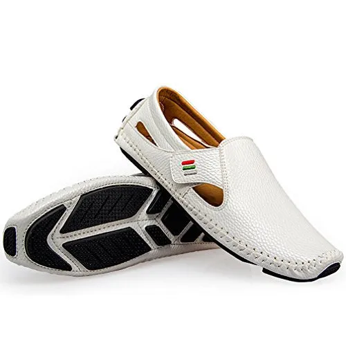 Amazon.com | Men's Penny Loafers Driving Shoes Casual Leather Stitched Loafer Shoes(White 44) | Loafers & Slip-Ons