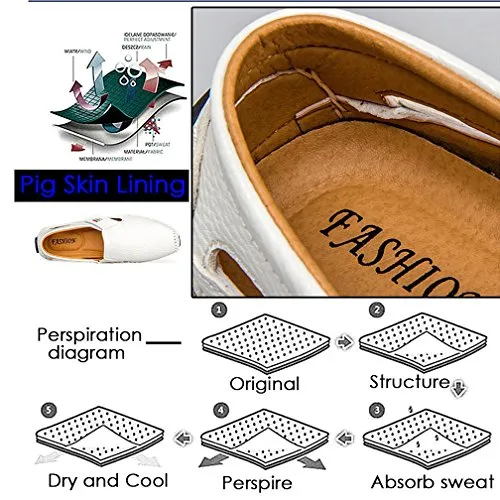 Amazon.com | Men's Penny Loafers Driving Shoes Casual Leather Stitched Loafer Shoes(White 44) | Loafers & Slip-Ons