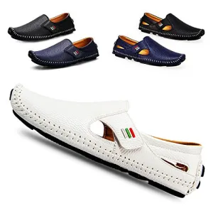 Amazon.com | Men's Penny Loafers Driving Shoes Casual Leather Stitched Loafer Shoes(White 44) | Loafers & Slip-Ons