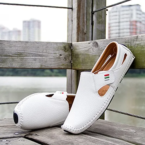 Amazon.com | Men's Penny Loafers Driving Shoes Casual Leather Stitched Loafer Shoes(White 44) | Loafers & Slip-Ons