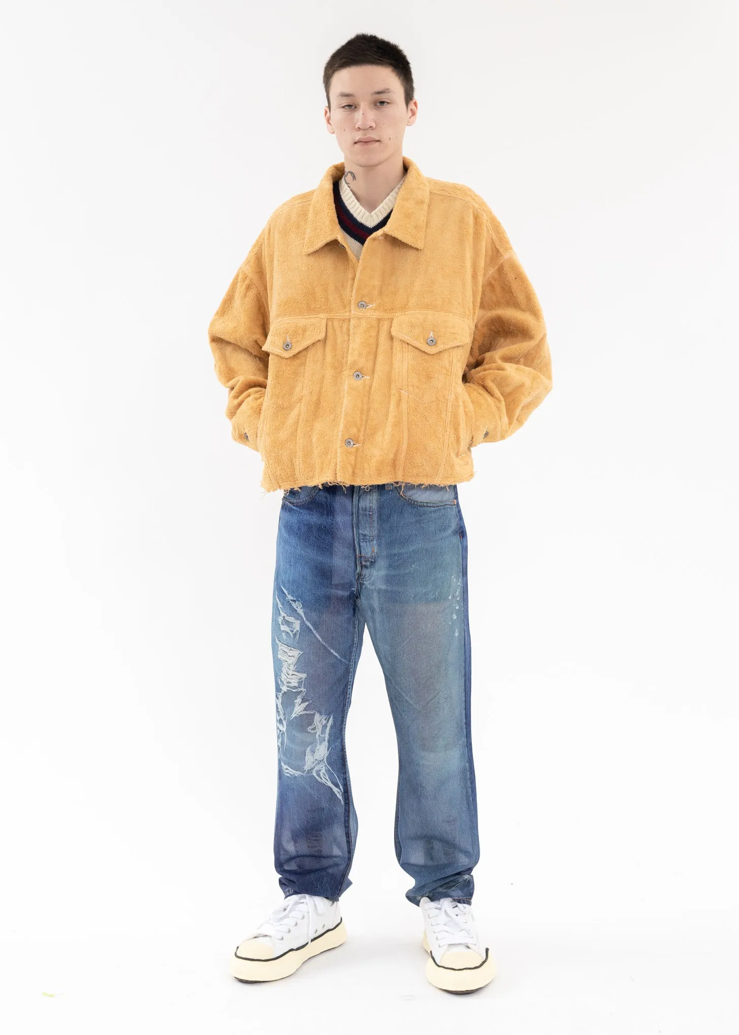 Beige CUT OFF FUZZY JACKET