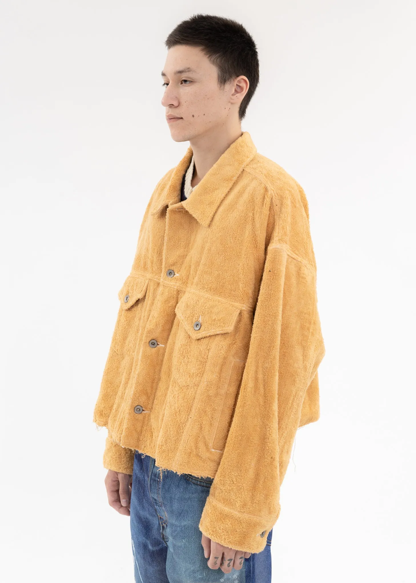 Beige CUT OFF FUZZY JACKET