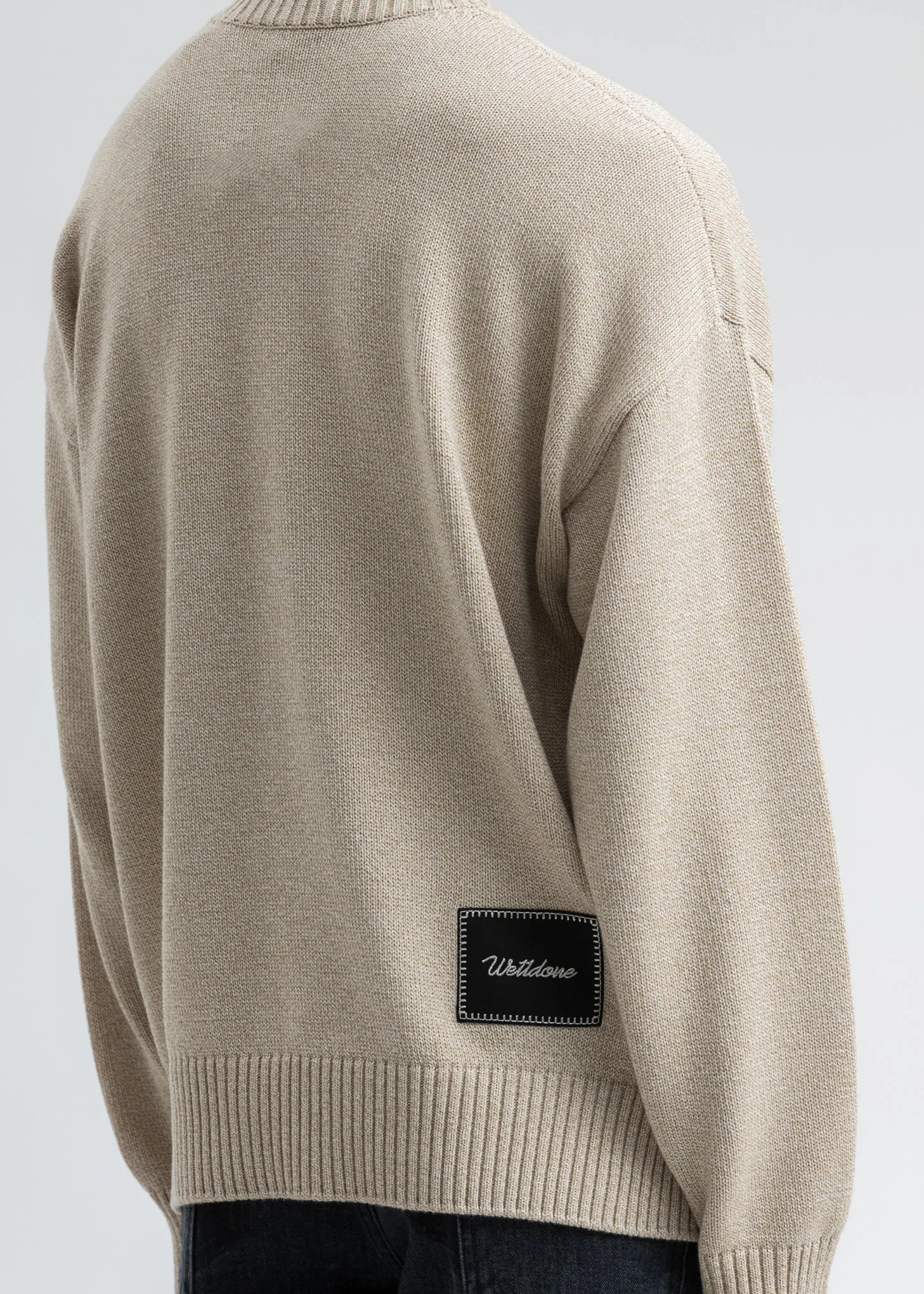 Beige WD Printed Knit Sweater