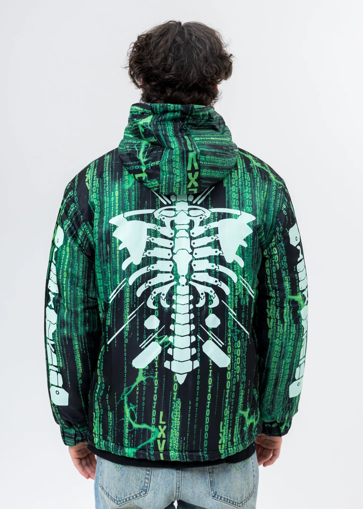Black And Green Screen Print Down Jacket