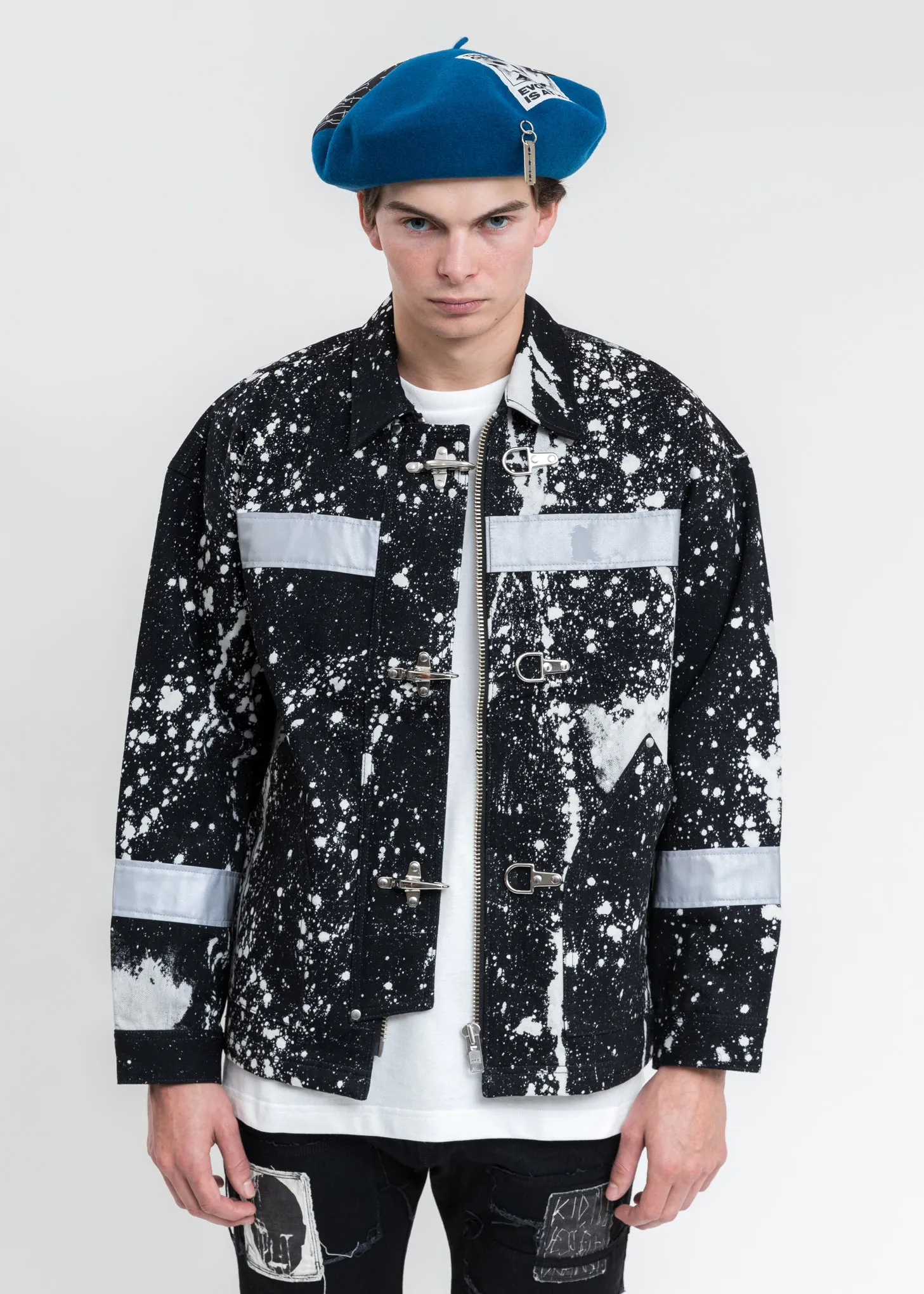 Black And White Fireman Denim Jacket