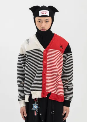 BLACK / ECRU/ RED MEGA SHRED CARDI