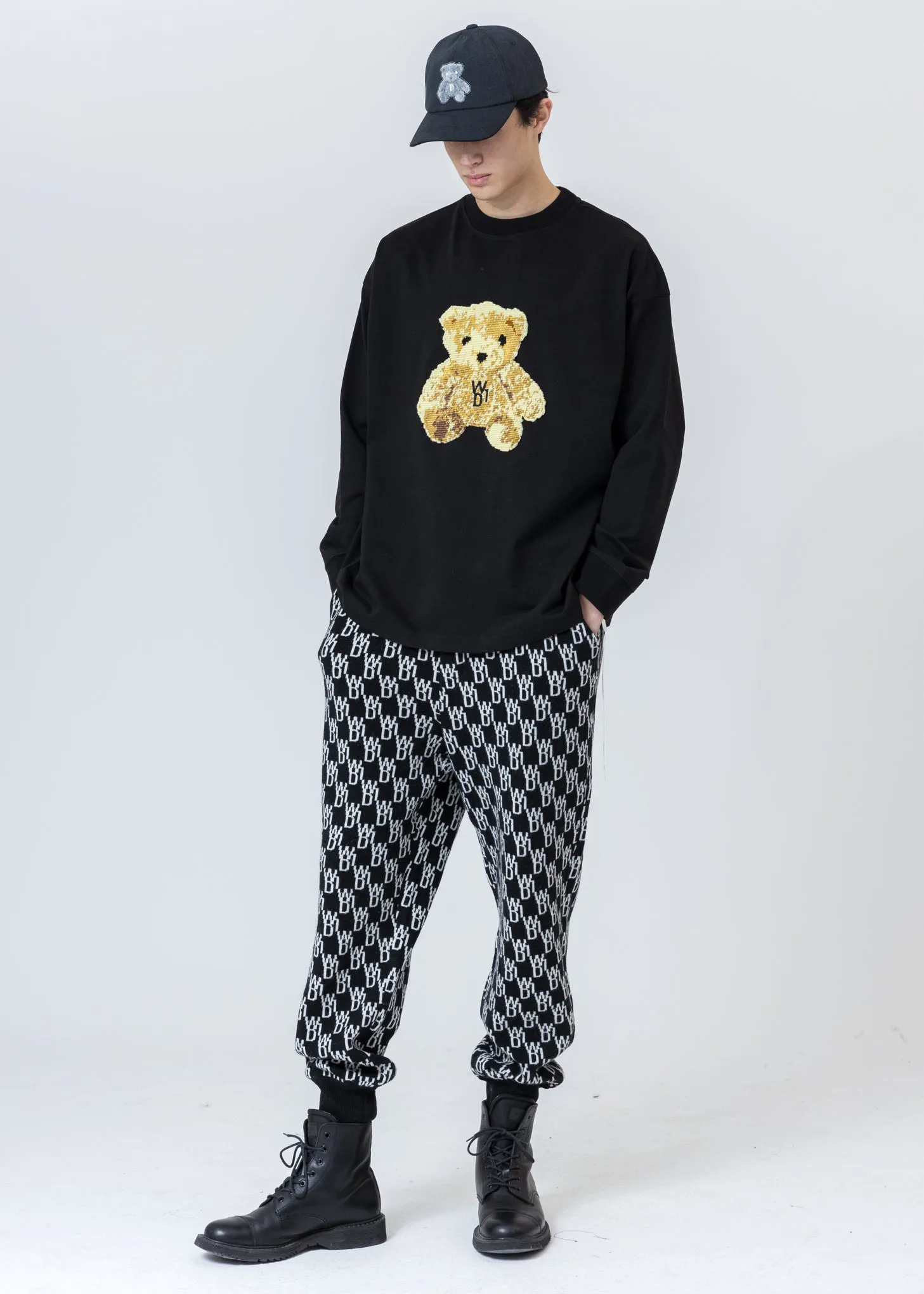 Black Embroidered Teddy Long Sleeve