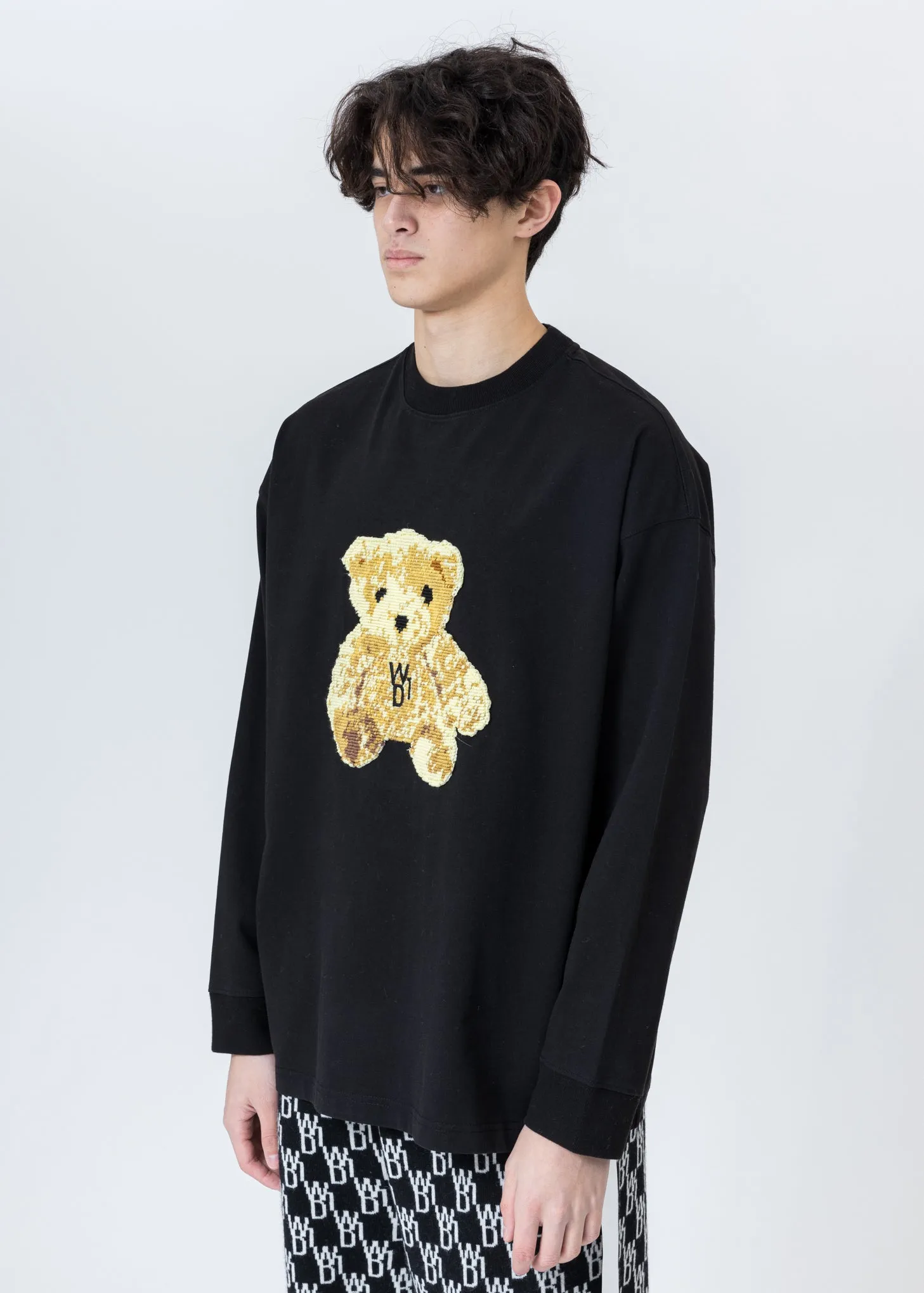 Black Embroidered Teddy Long Sleeve