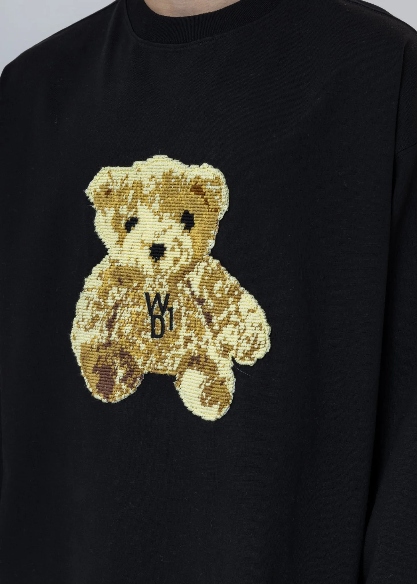 Black Embroidered Teddy Long Sleeve