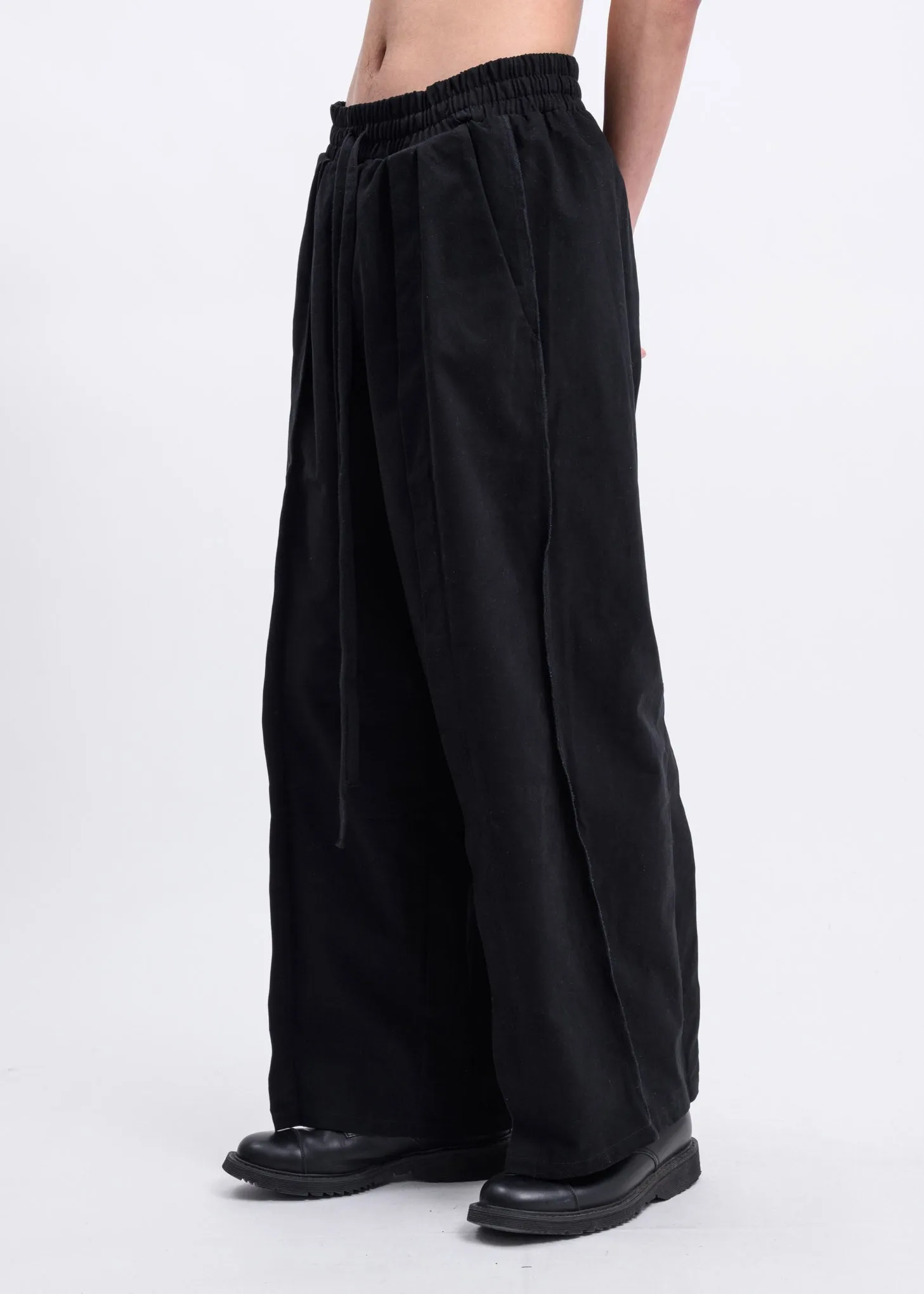 Black Folded Oversized Trousers