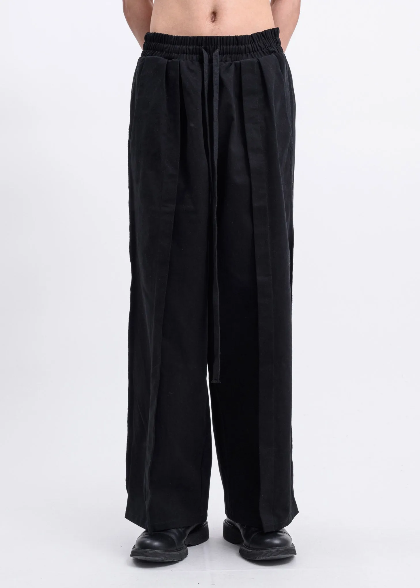 Black Folded Oversized Trousers