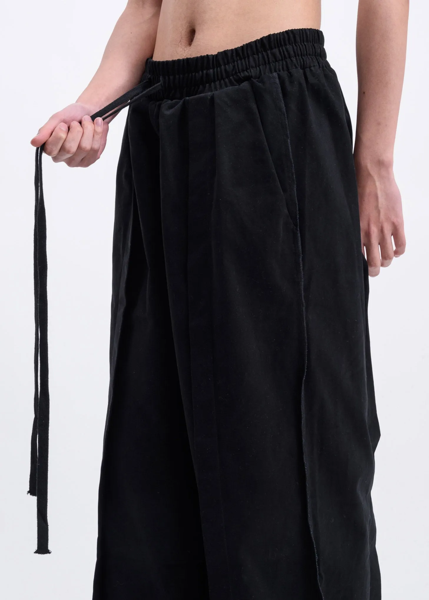 Black Folded Oversized Trousers