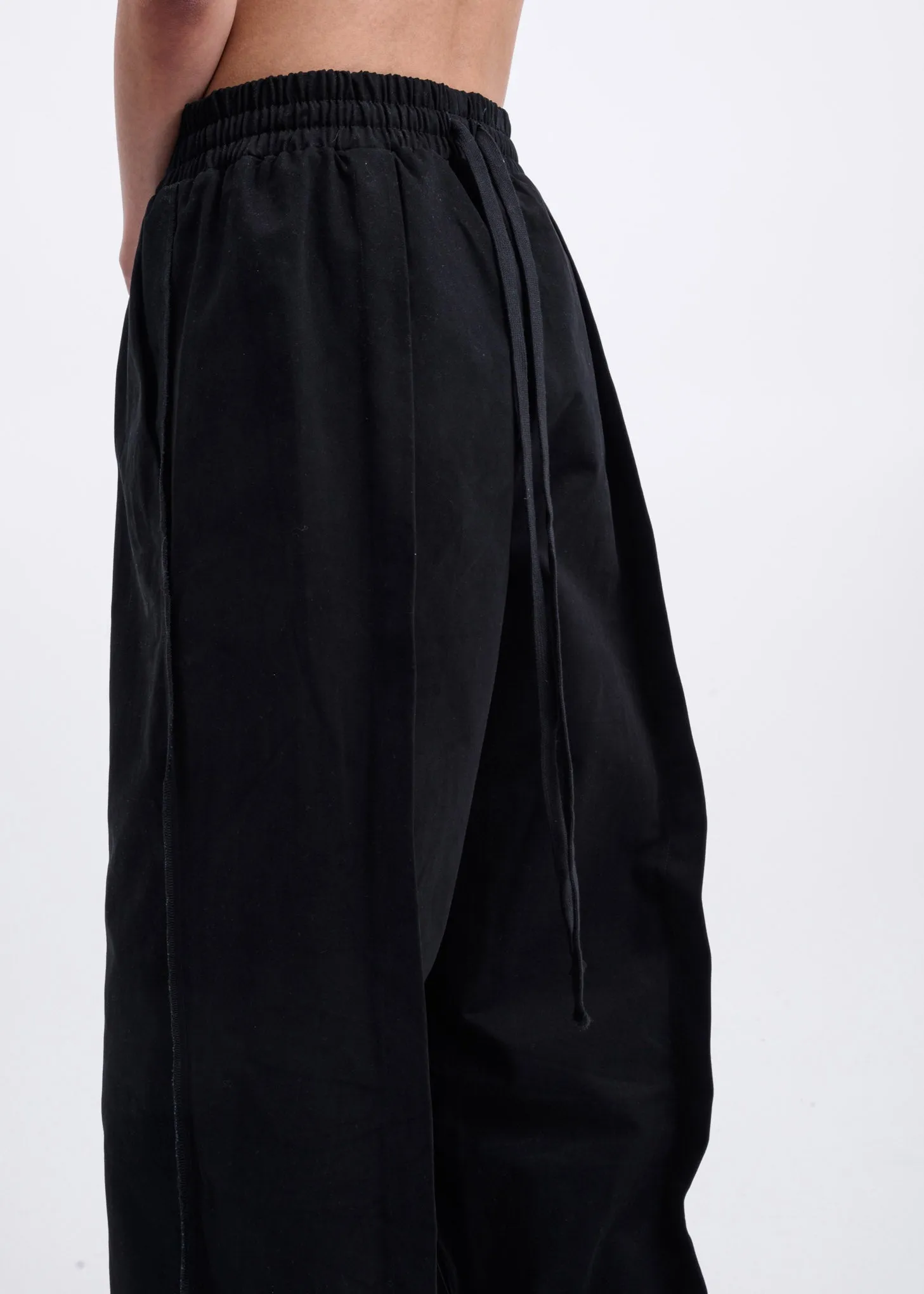 Black Folded Oversized Trousers
