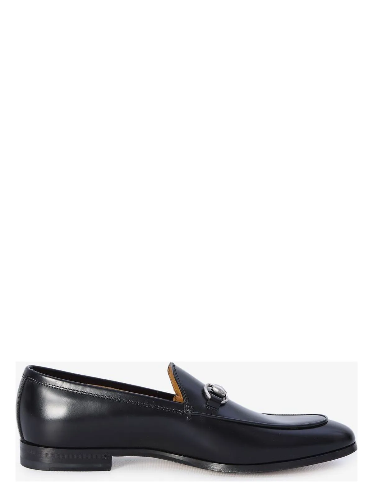 BLACK LEATHER MOCCASIN WITH HORSEBIT
