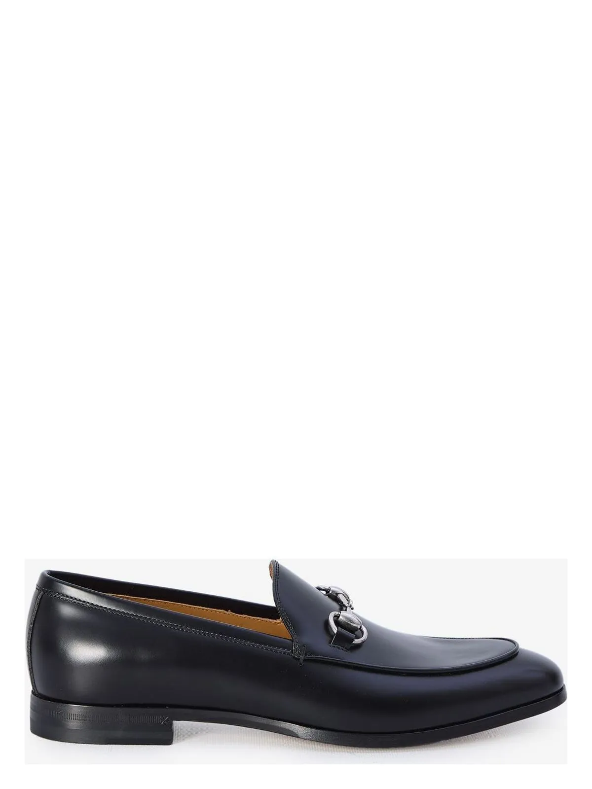 BLACK LEATHER MOCCASIN WITH HORSEBIT