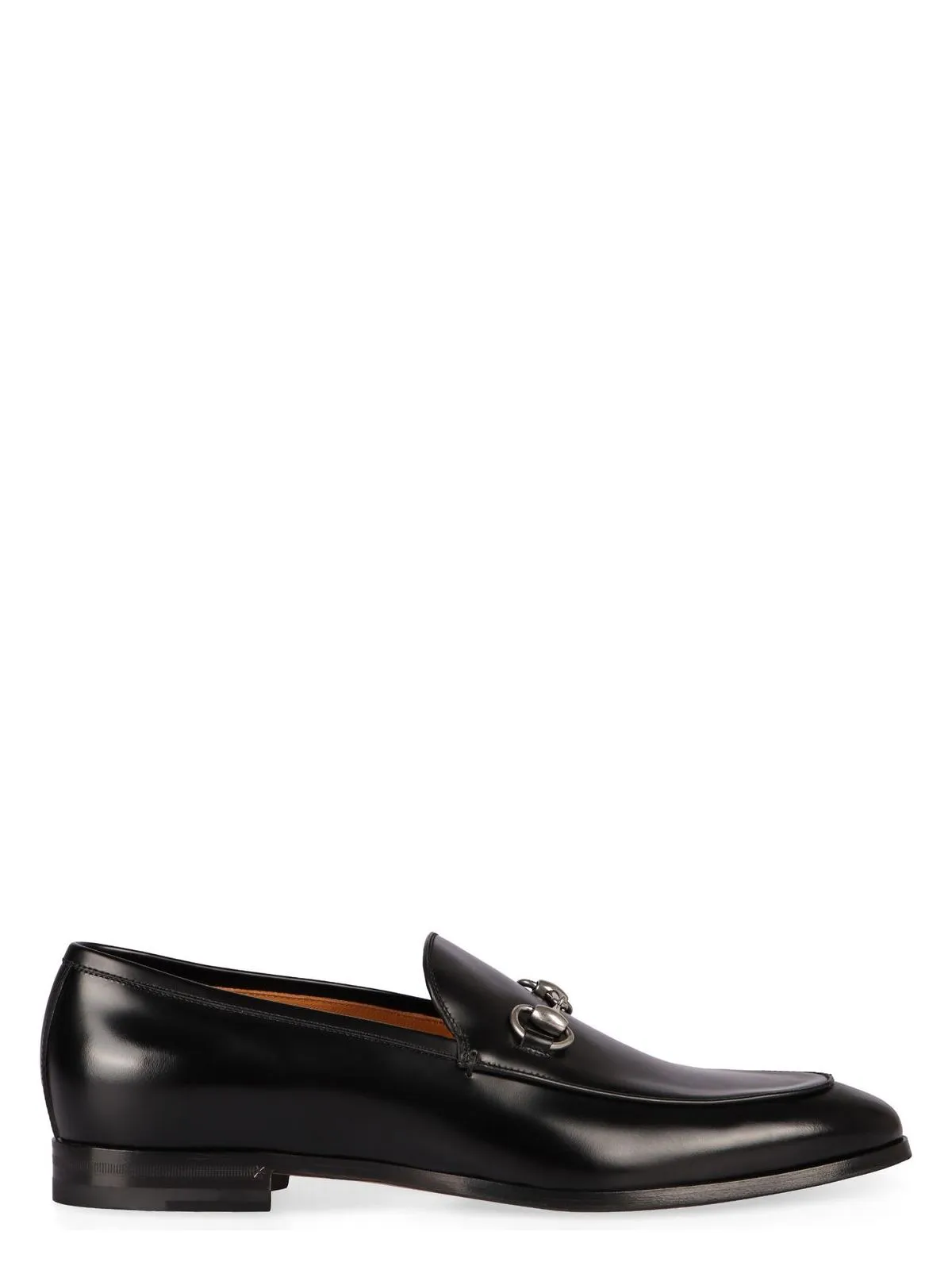 BLACK LEATHER MOCCASIN WITH HORSEBIT