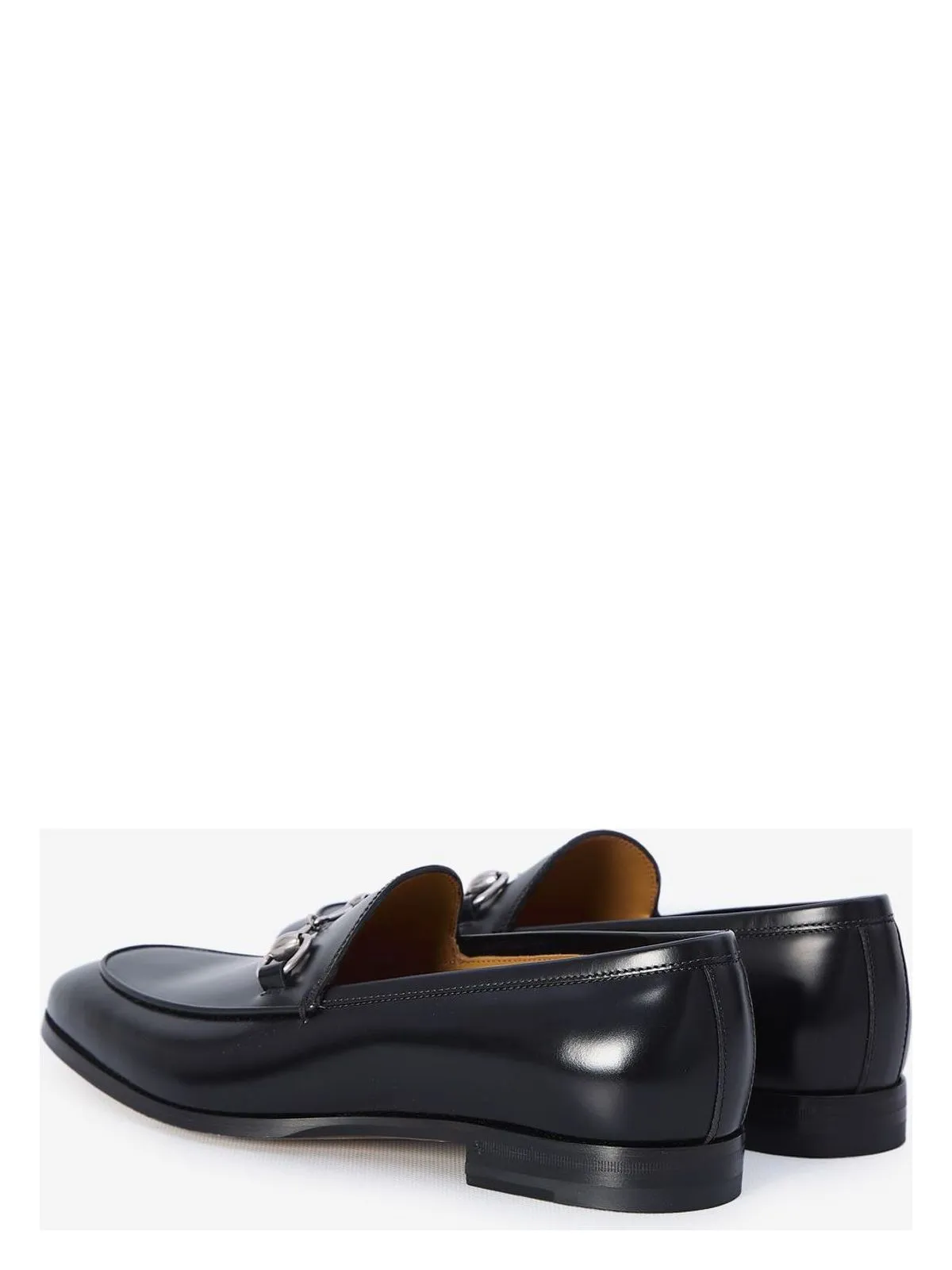 BLACK LEATHER MOCCASIN WITH HORSEBIT