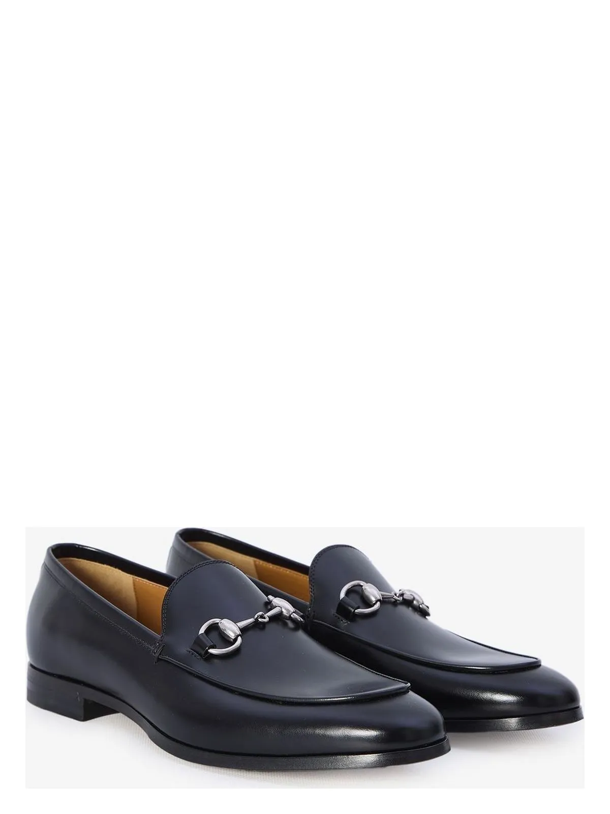 BLACK LEATHER MOCCASIN WITH HORSEBIT