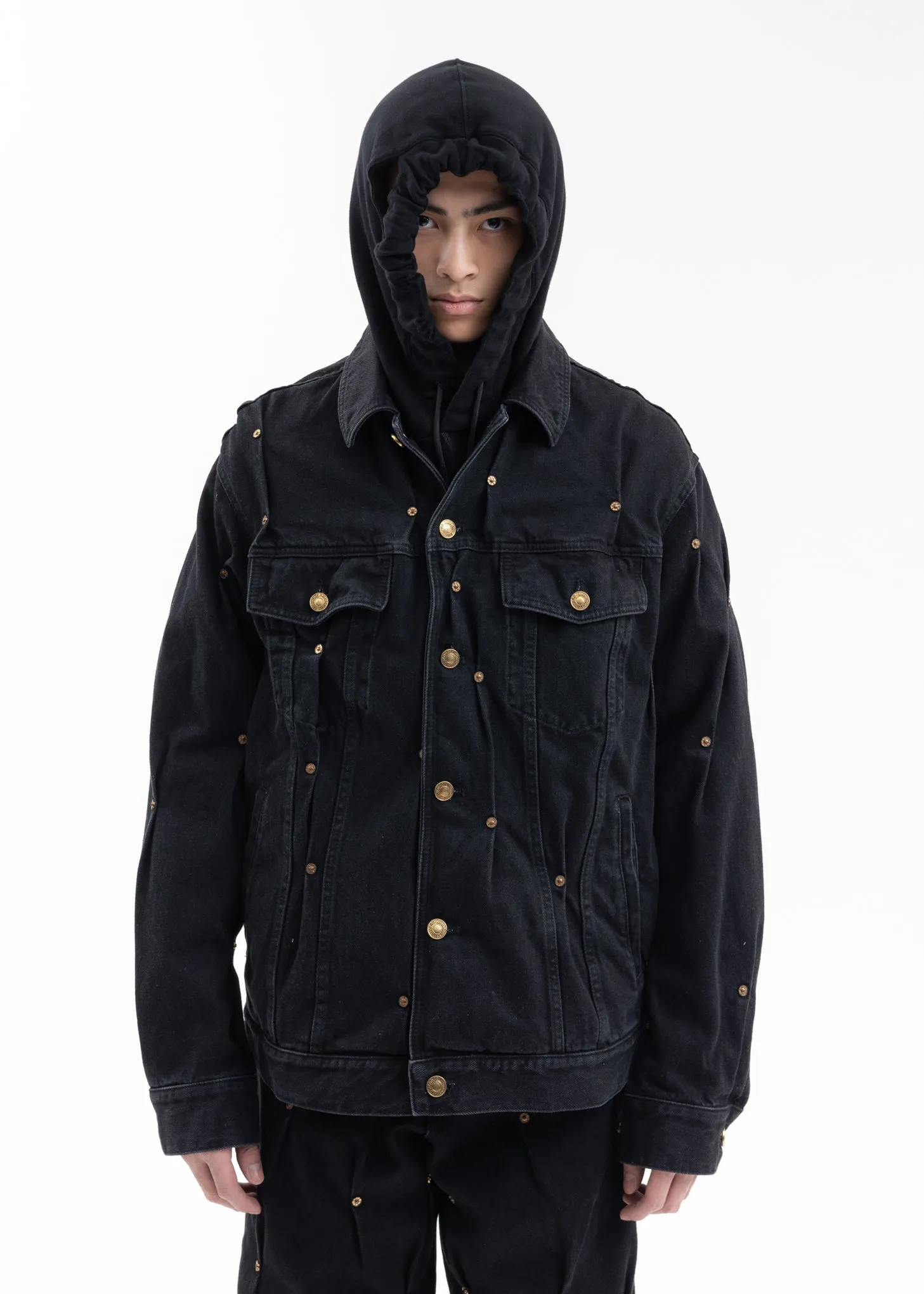BLACK MULTI RIVET DENIM JACKET
