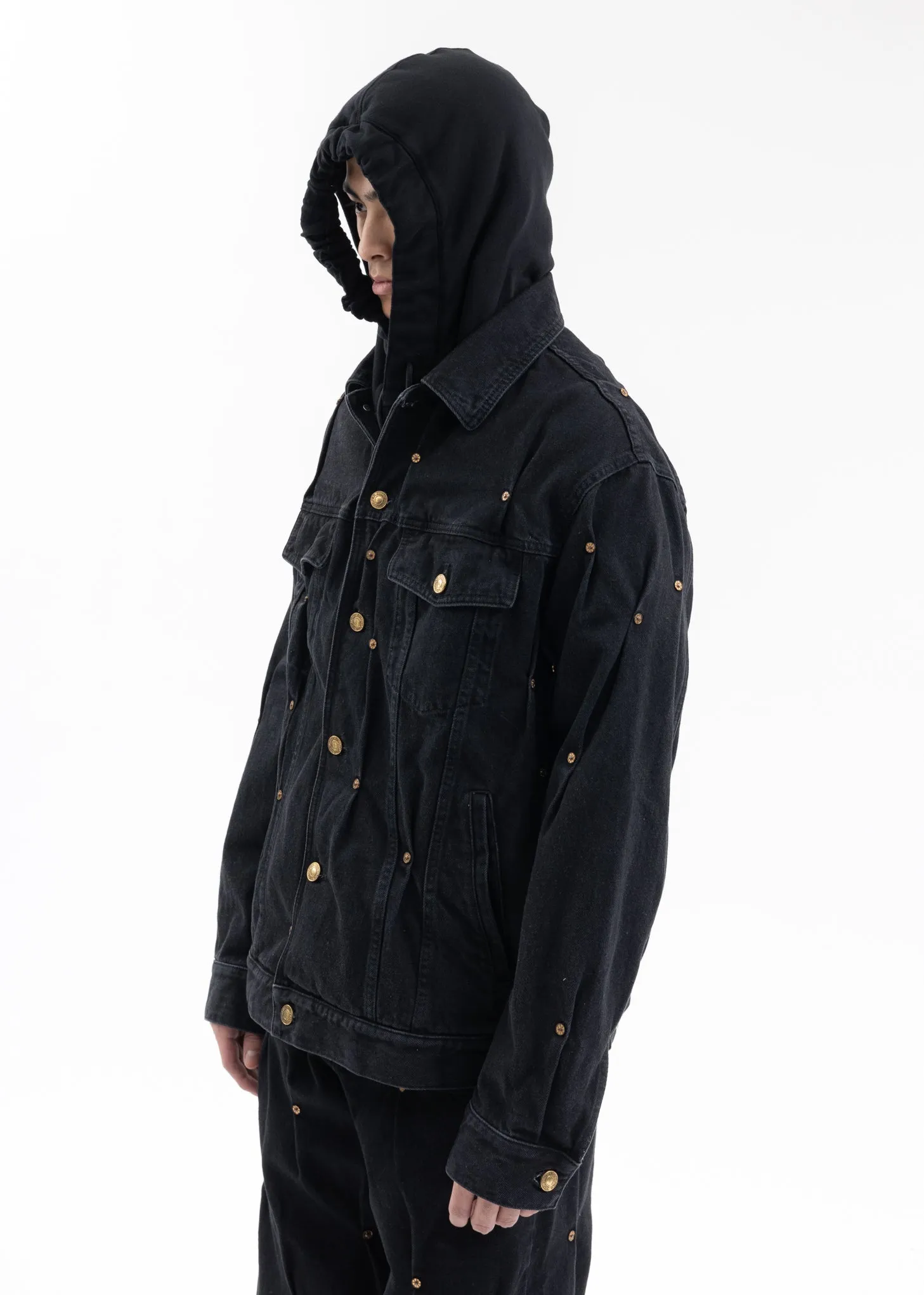 BLACK MULTI RIVET DENIM JACKET