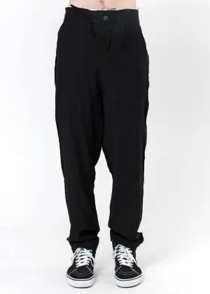 Black Relaxed Crinkled Trousers