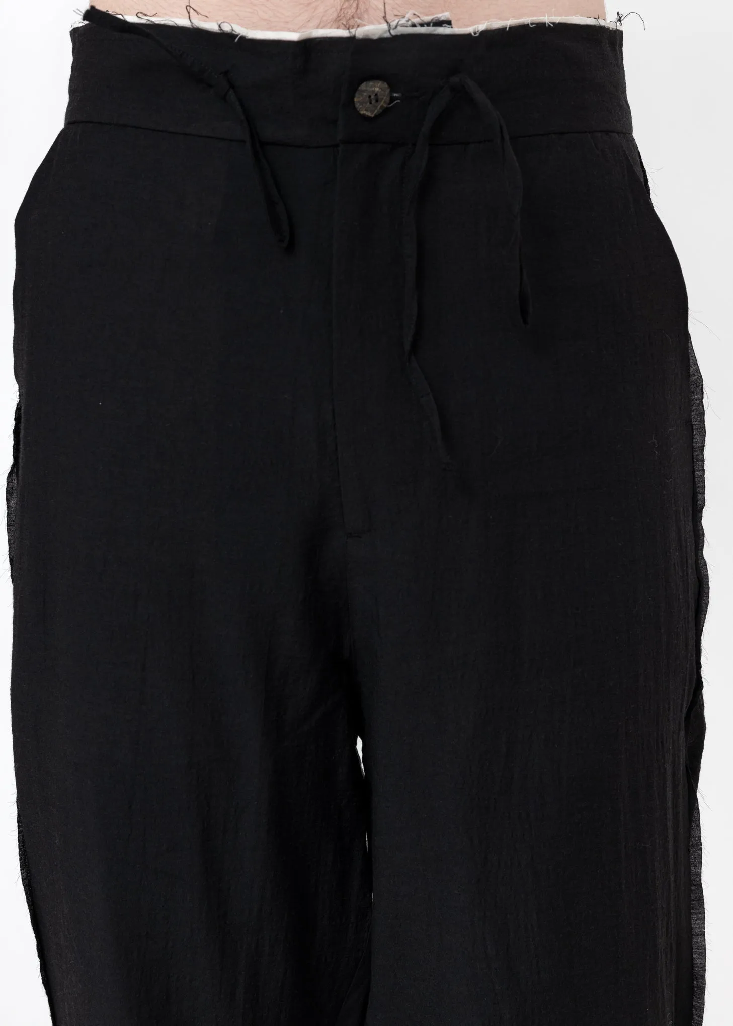 Black Relaxed Crinkled Trousers
