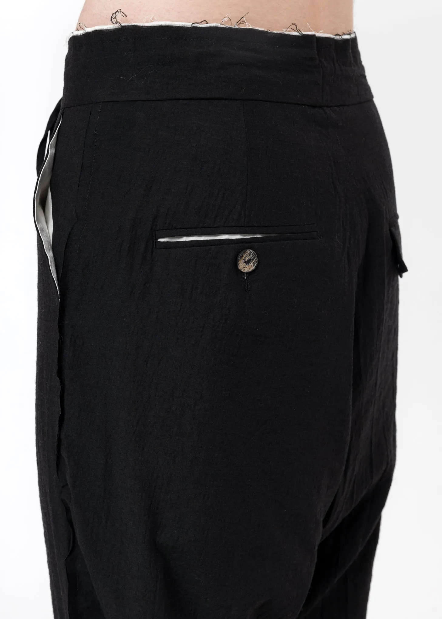 Black Relaxed Crinkled Trousers