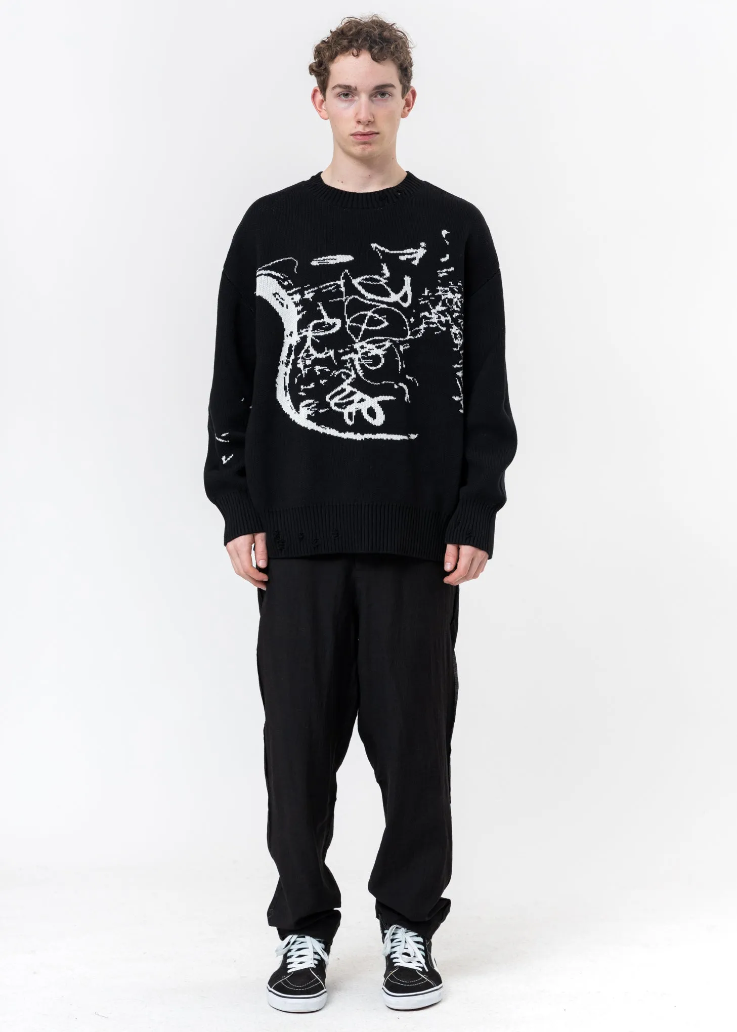 Black Relaxed Crinkled Trousers