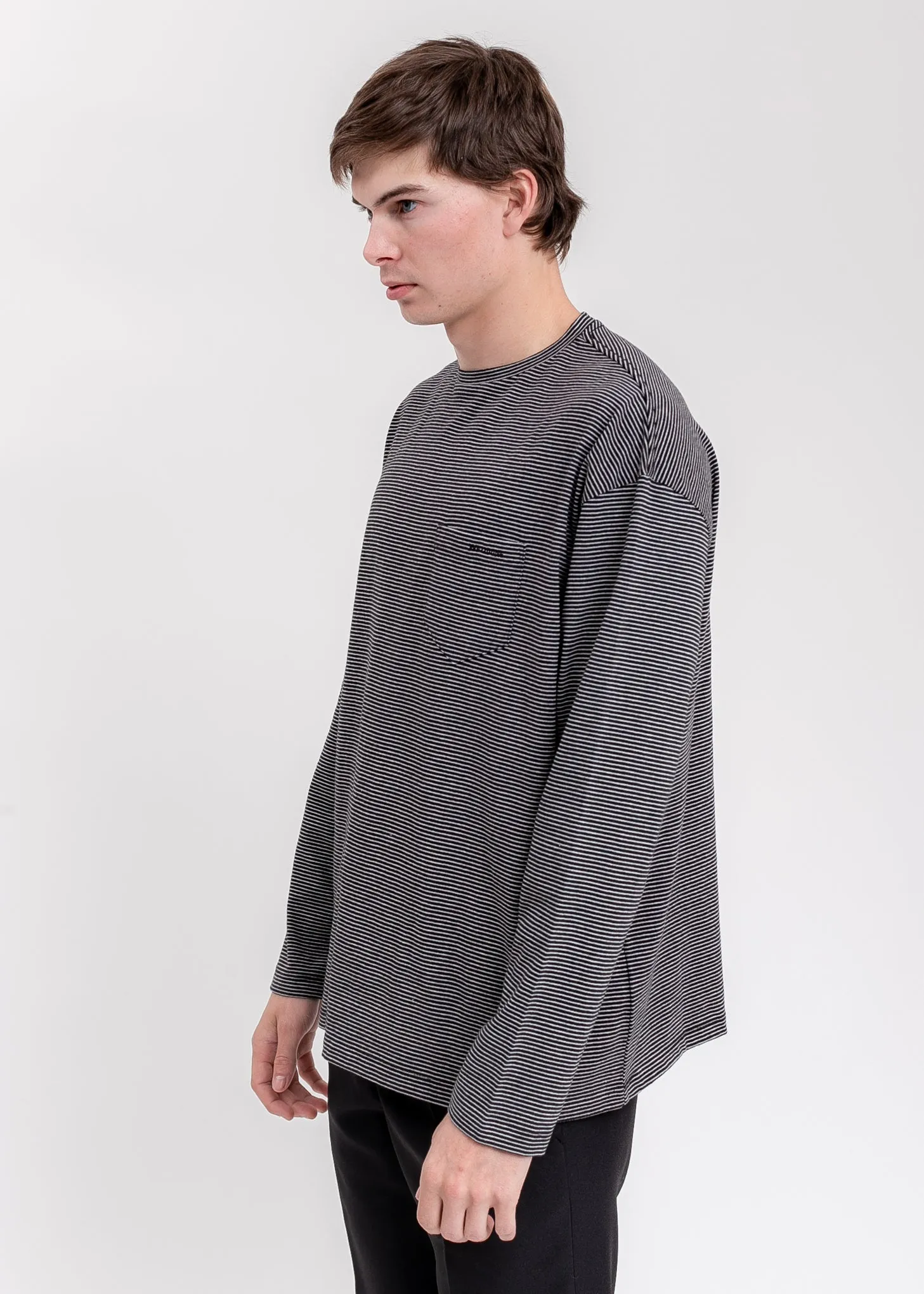 Black Striped Round Tee