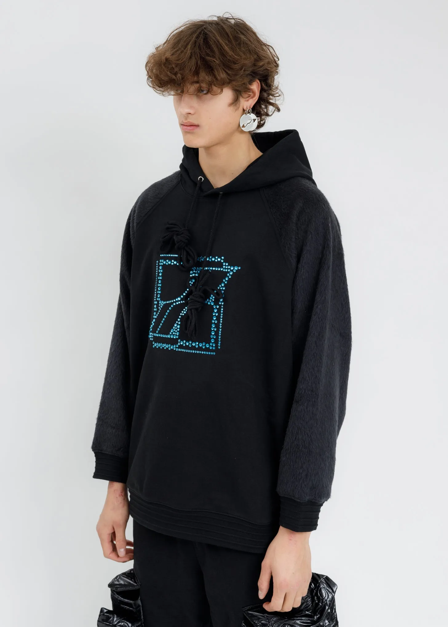 Black Washed Mohair Hoodie