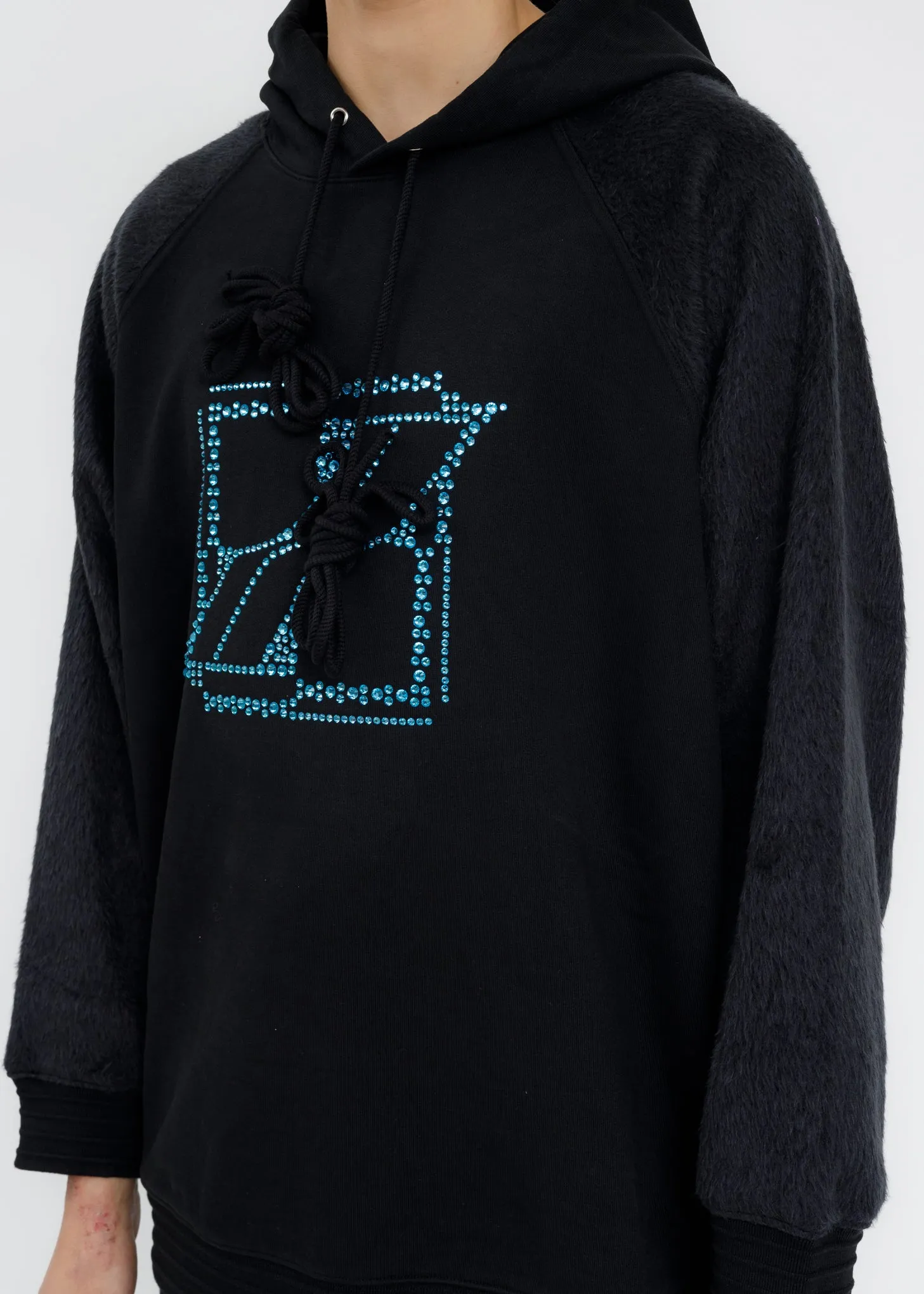 Black Washed Mohair Hoodie