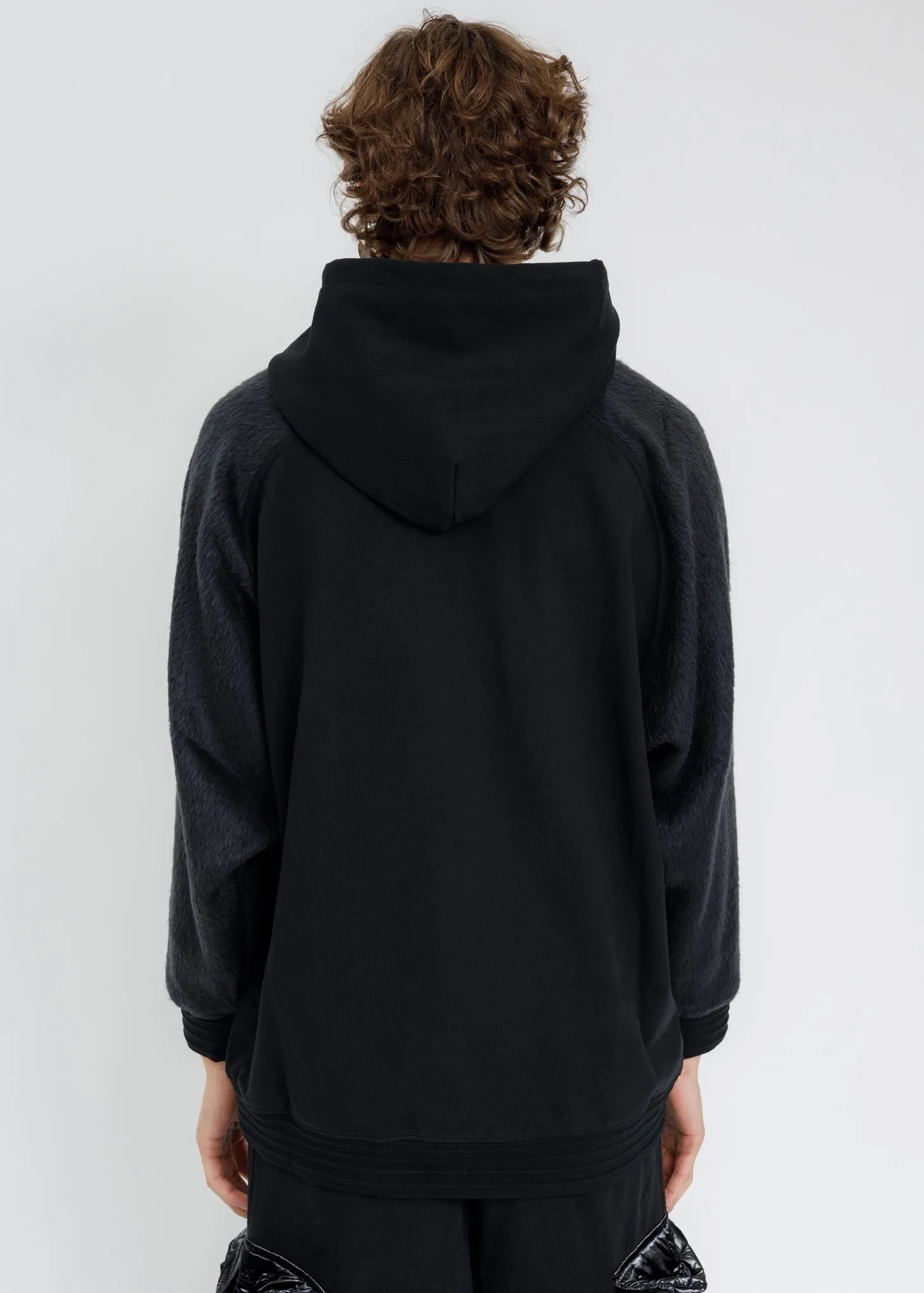 Black Washed Mohair Hoodie