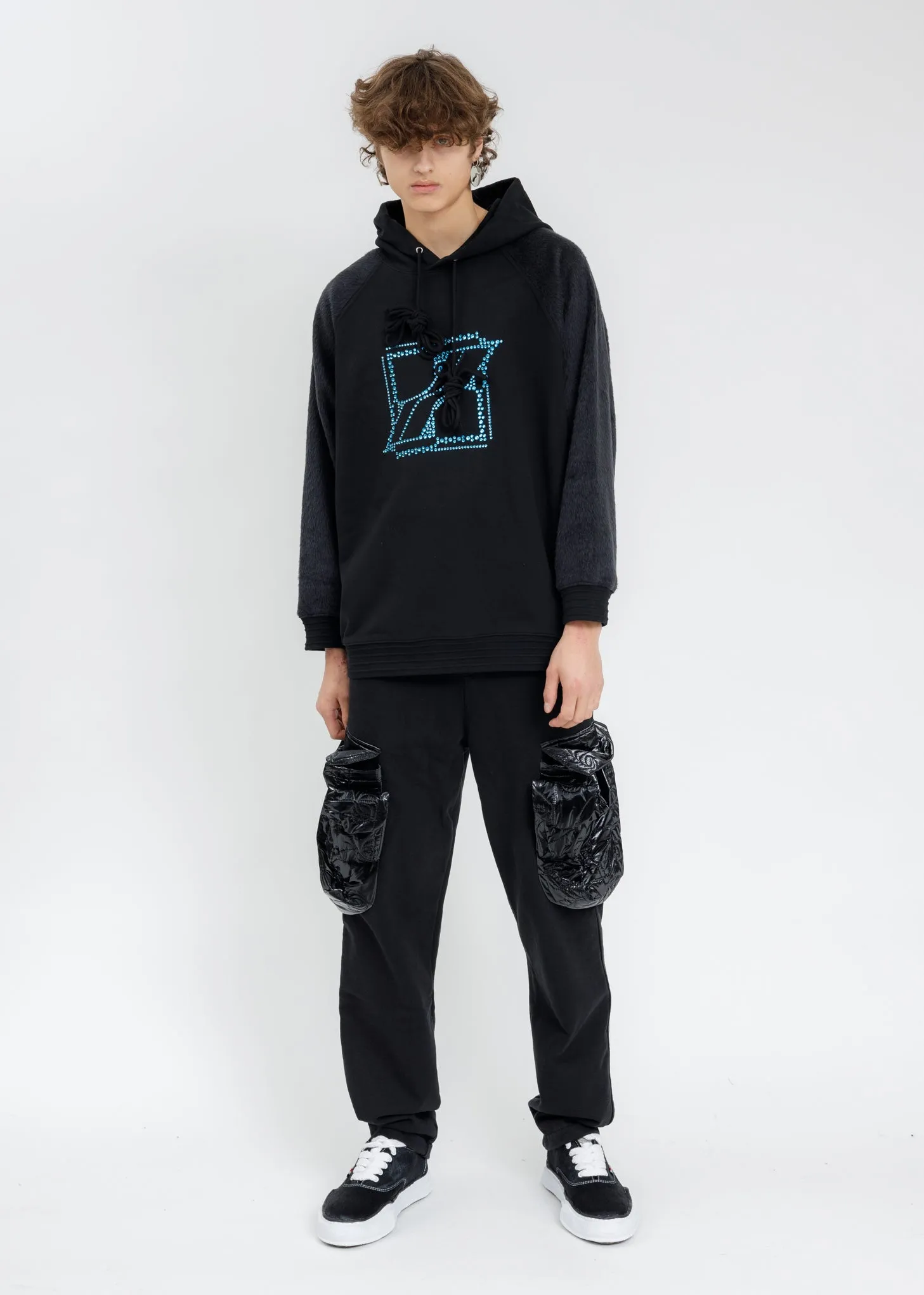 Black Washed Mohair Hoodie