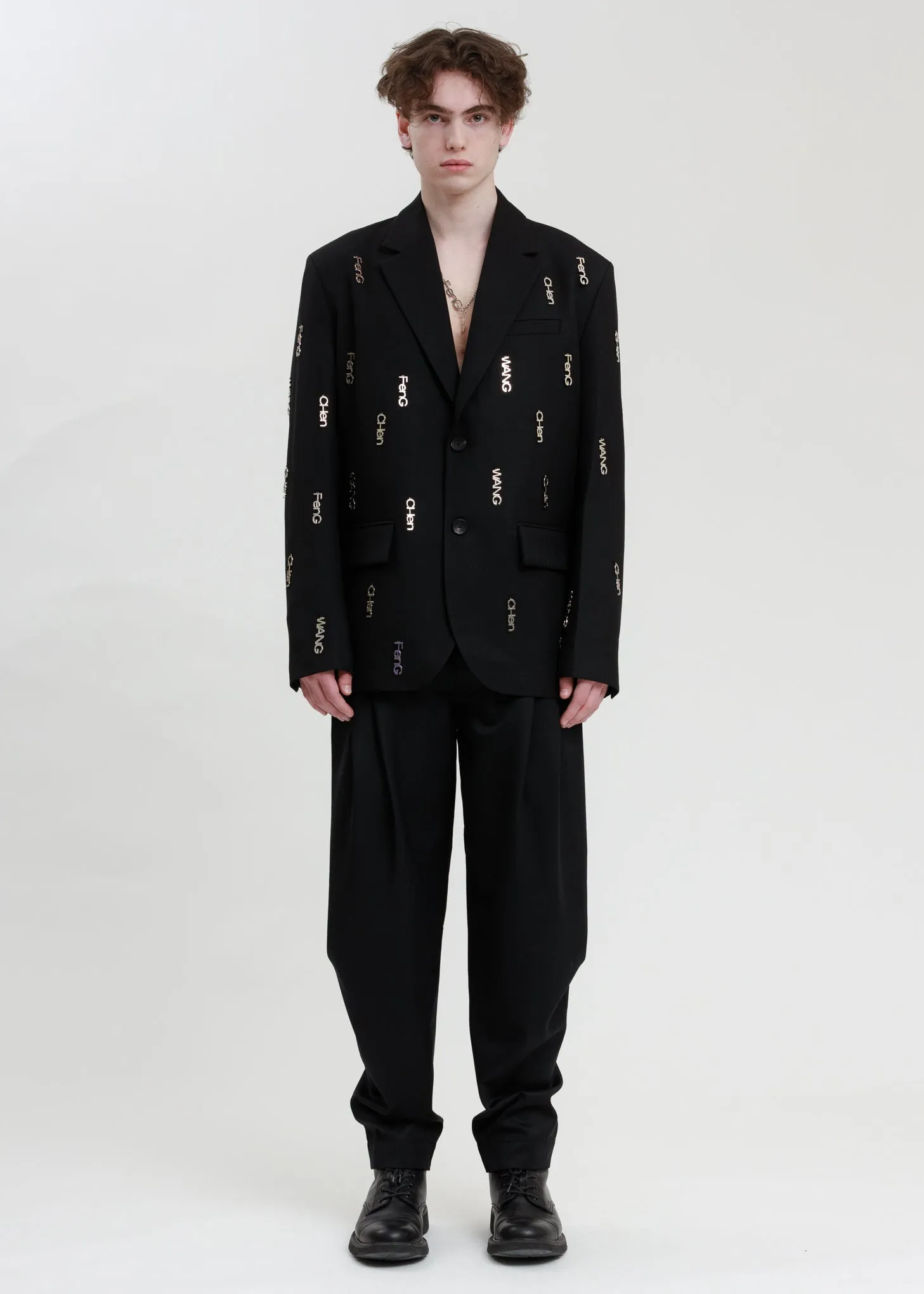Black with Metal Logo Plate Blazer