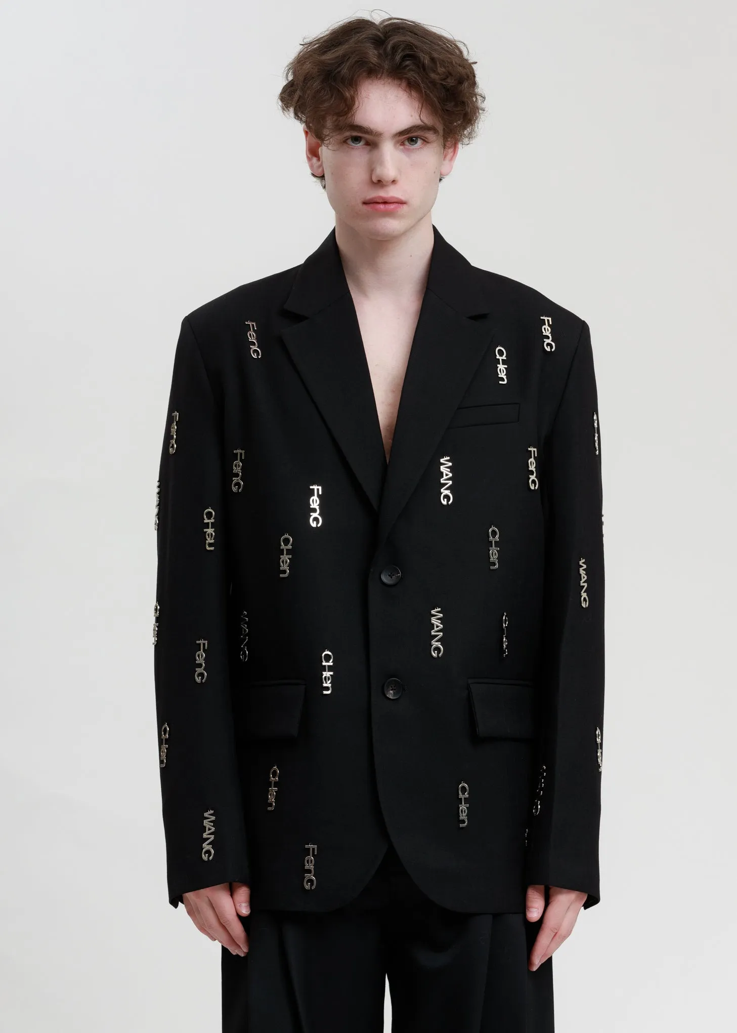 Black with Metal Logo Plate Blazer