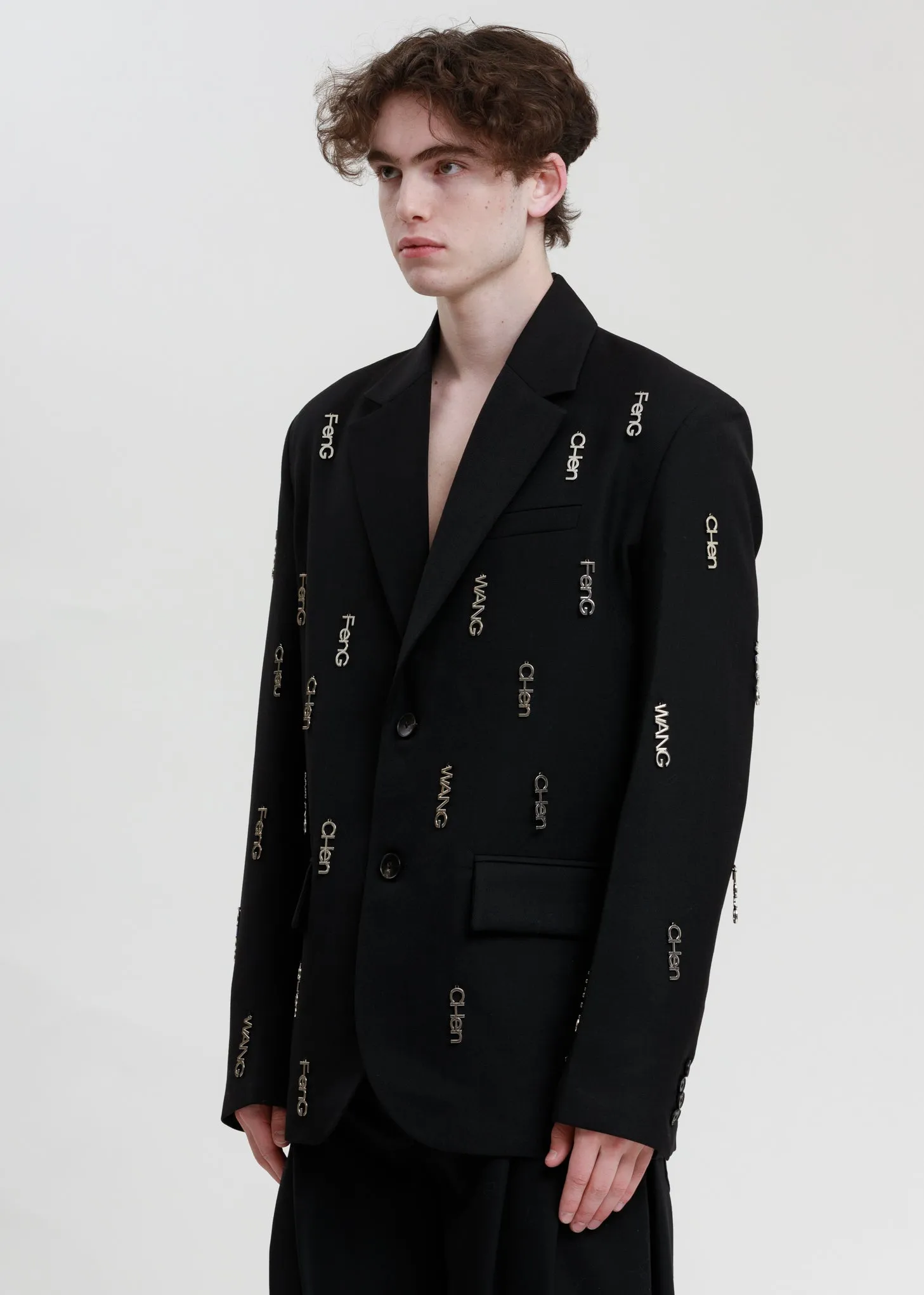 Black with Metal Logo Plate Blazer